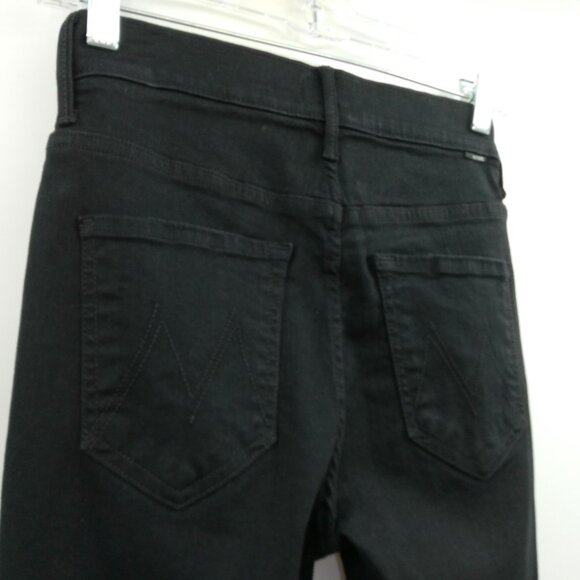 MOTHER The Insider Slit Ankle Fray Jean Women's 26 Not Guilty Black Distressed - Picture 8 of 15